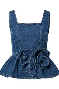 Yaselsie Sl Peplum Denim Top
